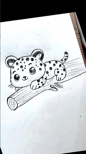 🐅How to draw a cute kawaii baby cheeta! #shorts #drawing #cheetah drawing#how to draw
