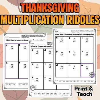 Thanksgiving Multiplication Riddles