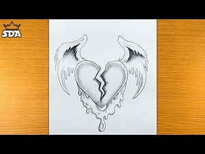 How to draw love heart 💓 // Broken heart drawing // love heart drawing