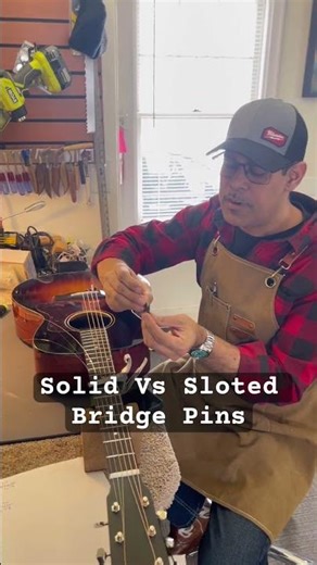 Solid vs Sloted Bridge Pins? Guitar tips and tricks from the owner of Mojo Music Live in the Dells!