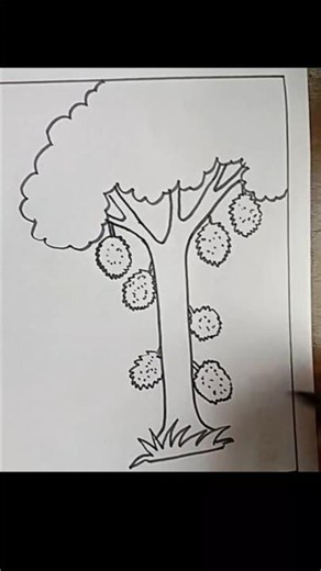 How to draw a jackfruit tree #treedrawing #drawing #youtubeshorts
