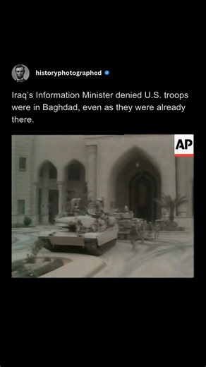 In 2003, Iraq’s Information Minister Muhammad Saeed Al Sahhaf insisted on camera that there were no American troops in Baghdad. He repeated this confidently while U.S. forces were already inside the city and the Iraqi government was collapsing. His bold denials became a symbol of how far the regime went to hide the truth. Within days, Baghdad fell, and his statements turned into one of the most famous examples of propaganda in modern history. | History In Pictures