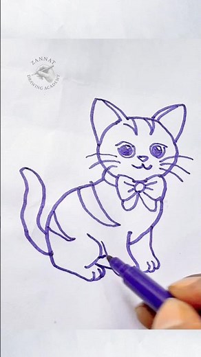 How to Draw a Cute Cat 😻 | সহজ বিড়াল আঁকা Tutorial #drawing #catdrawing