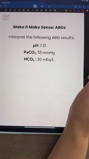 FutureRN | Nurse Pam & Prof.Amy on Instagram: "Do you know how to interpret ABGs for nursing school? Let’s do this practice problem together. Tell me your answer in the comments. #nursing #nursingschool #nursingstudent #futurern #nclex"