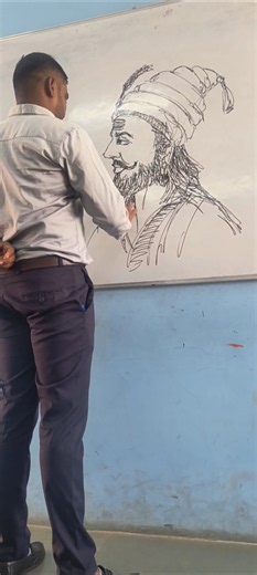 #art #drawing#shorts Shivaji Maharaj Board Art Sketch | Easy Chalk Art Tutorial | ArtWithNaren