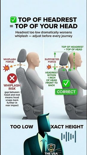 Headrest Position - Every Driver Must Know Before Driving Test ✅ #DrivingTest #DrivingTips #Shorts