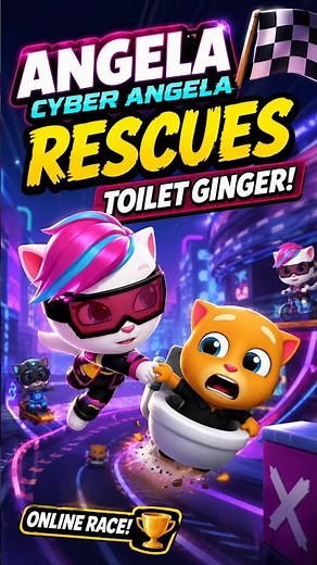 Cyber Angela Saves Toilet Ginger! Epic Online Race | Talking Tom Gold Run