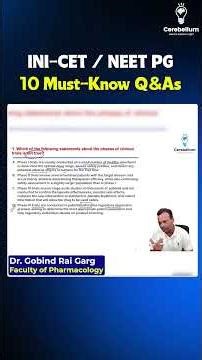 Must Know 10 Questions Pharmacology INICET / NEET PG By Dr. Gobind Rai Garg