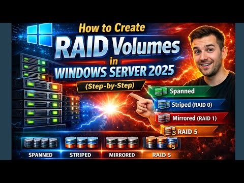 Spanned vs Striped vs Mirrored vs RAID 5 — Windows Server 2025 | How to create Raid Volumes for IT