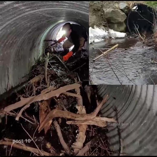 Part 1 Removing A Huge Blockage. Unclogging Culvert Pipe | Post 10