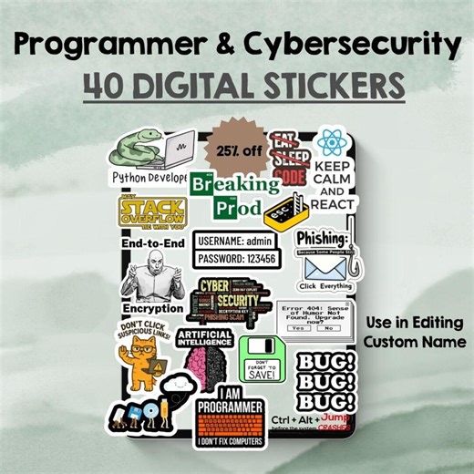 40 Programmer & Cybersecurity Stickers | PNG, SVG Digital Download Pack - Etsy