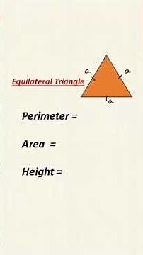 🔥 Equilateral Triangle Formulas | Area, Height & Perimeter in 10 Sec | #shorts
