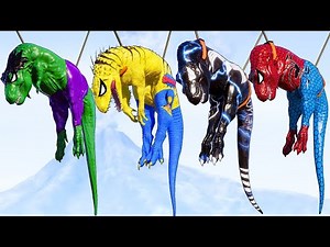 New T-Rex Army vs Indominus Rex Squad - 4v4 Dino Battle for Jurassic World Evolution 2