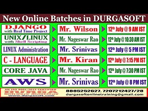 New Batches in Online Training @ DURGASOFT
