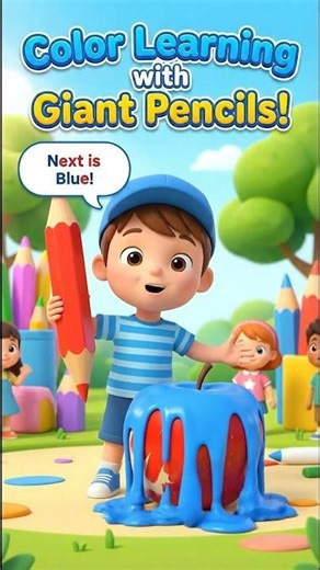 🌈 Learn Colors with Giant Pencils! Fun 3D Educational Cartoon for Toddlers