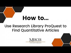 How to Use Research Library ProQuest to Find Quantitative Articles