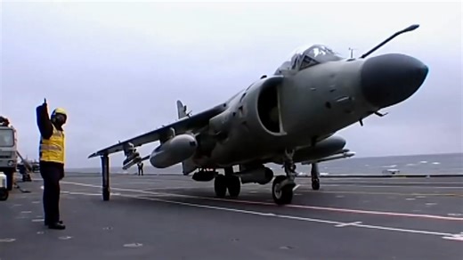 Lost at sea, out of fuel. Then a British Harrier landed on a cargo ship