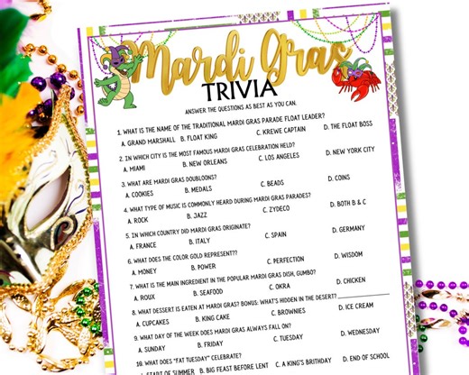 Mardi Gras Trivia Printable Party Game for Kids and Adults, Family Friendly New Orleans Carnival Party Game, School Mardi Gras Game for Kids - Etsy