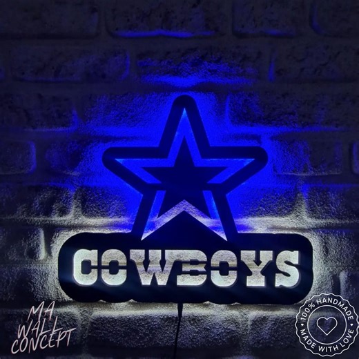 Dallas Cowboys Led Lighted Sign, American Football Team Emblem Illuminated Wall Decor, Cowboys Man Cave Wall Art, Christmas Gift - Etsy UK