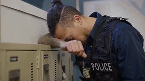 Police Officer Stressed Out On Job Stock Footage SBV-349887665 - Storyblocks