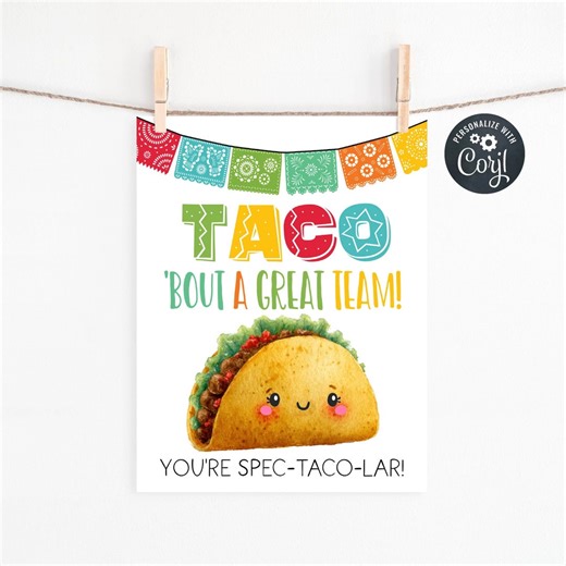 Taco Appreciation Sign Template, Printable Great Team Teacher Sign, Editable Staff Thank You Sign, Instant Download - Etsy
