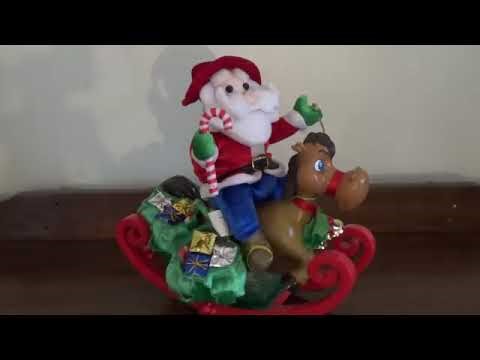 Gemmy Christmas Animated Rocking Horse Cowboy Santa