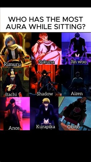 Who has the most Aura? #anime #jinwoo #sukuna #itachi #obito #aizen #jjk #edit #shorts #teamcrazy