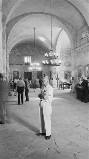 Visitors Inside the Alamo — Historic Interior View 1961