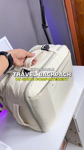 Expandable Backpack with Shoe Compartment for Travel
