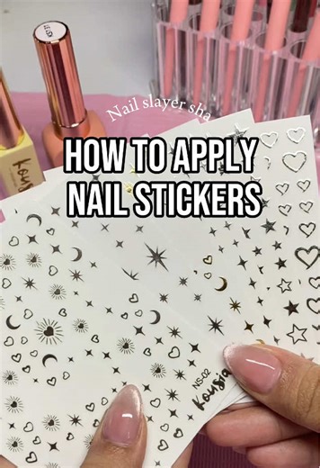 How to apply nail stickers for easy nail art designs✨💗