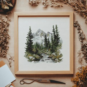 Mountains Stream Cross Stitch Pattern, Mountain Stream Stitch Kit, Cross Stitch Pattern, Cross Stitch Kit, PDF Pattern, Digital Download - Etsy