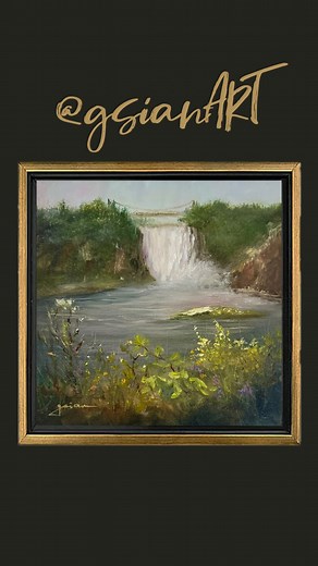 12 reactions | “Quebec” - inspired by the mesmerizing #Montmorency #Falls in #Quebec #Canada that I visited with my cousins a few years ago. It is 83 m (272.3’) high, a full 30 m (98.4’) taller than Niagara Falls. #fineart #waterfalls #landscape #art #oilpainting on 8”x8” canvas. | Gina Sian | Facebook