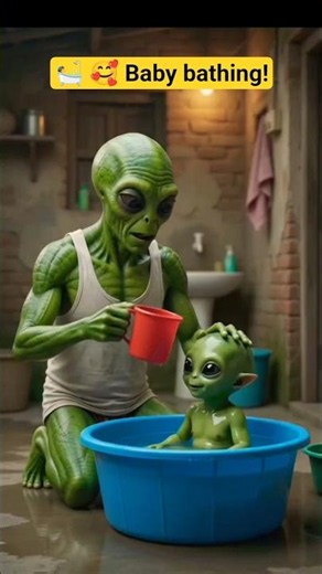 Alien Baby Bath Time 🧼👽 #youtubeshorts #shorts #trending #viral