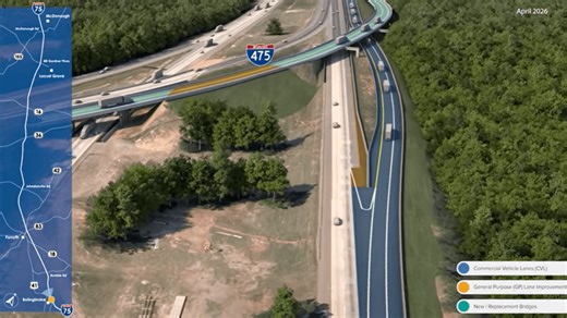 I-75 commercial vehicle lanes to start in late 2026; Monroe-Butts-Lamar prep outlined