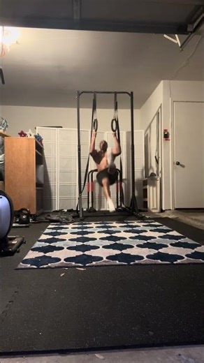 Rings 2 fingertips pull up challenge 5 reps with kicks #fitover40 #gymnast #tendons #strength