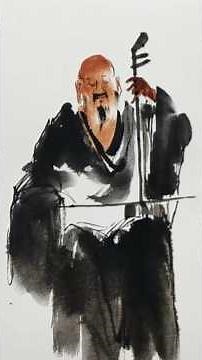 How to Paint Chinese Ink Art of Zen Master Playing Erhu | Meditative Brush Painting