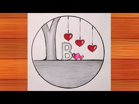 Beautiful B Letter Love Drawing 💕 | Easy Tree & Heart Art Tutorial