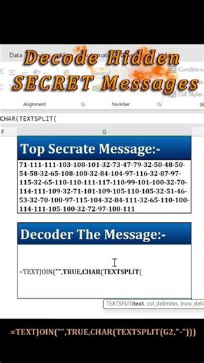 Decode Hidden Messages Using ONLY One Formula In Excel | Debananda Sahoo | Shorts 30