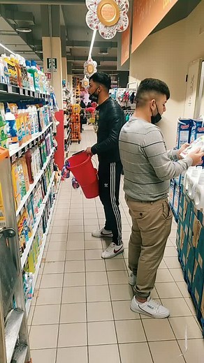 Funny Supermarket Bucket Comedy with Two Friends