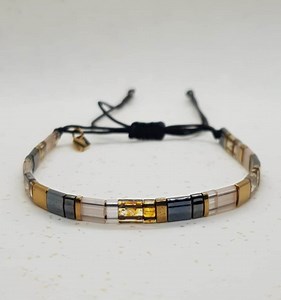 Tortoiseshell Miyuki Tila Bead Bracelet: Boho Unisex Jewelry - Etsy