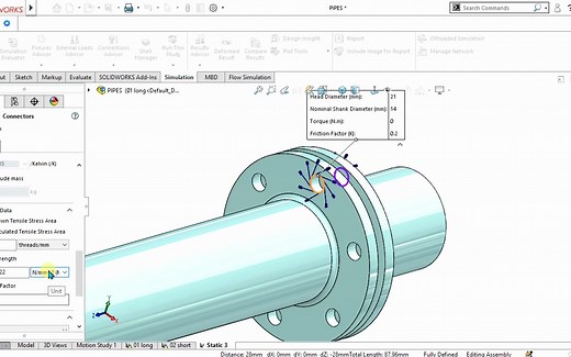 Solidworks Simulation 螺栓连接 | 螺栓强度检查