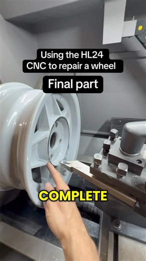 Australian Alloy Wheel Equipment on Instagram: "Part two of this HL24 CNC wheel repair job. This video shows the HL24 CNC remachining the outer lips, bringing the wheel back to a clean, sharp finish with total accuracy and consistency. The HL24 excels when it comes to outer lip and face cutting, handling complex profiles and fine details with ease. The result is a precise, repeatable cut that meets OEM level expectations every time. This two stage process highlights the true capability of the HL