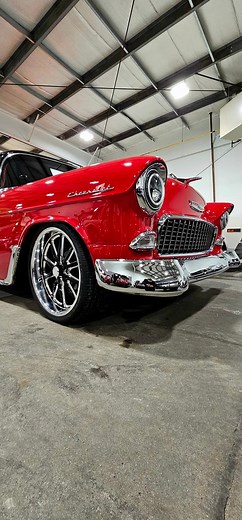 Fire it up Friday! 🔊 1955 Chevrolet Post Restomod 383 Stroker Oh we are in LOVE with this Chev! Every detail from the unreal paint, to the diamond stitched seats, to the 20" custom rims and tires is absolutely pristine. But she isn't just a looker... she comes alive with a brand new 383 Stroker packing 520hp. 🔥 Stop in to see this work of art for yourself! www.rodshotrods.ca ------------ #chev #chevrolet #customcar #chrome #carcommunity #hotrods #classiccar | Rod's Hotrods