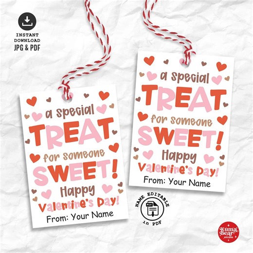 Printable Valentines Day Gift Tags, Special Treat Valentine Tag, Sweet Favor Label, Kids School Party Gifts - Etsy