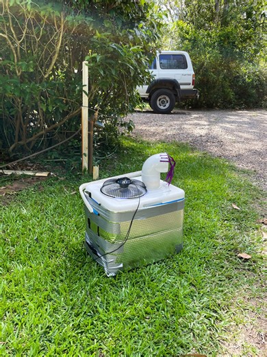 "The Bogan Aircon" - a marvel of DIY mechanical engineering. 🔧 Vess agreed to drive her mother's car and two dogs from Darwin to Adelaide only to learn that the car doesn't have air-con !! 🥵 So Vess got creative and made her own! 🔧🤠❄️ ABC Tales from the Tinny spoke to Vess about her feat of esky ingenuity 🎧Listen to the podcast episode: https://ab.co/3KjA7ss | ABC Darwin