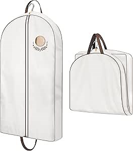 MISSLO 40" Cotton Garment Bags for Hanging Clothes Breathable Suit Cover Luxury Hanging Clothes Storage Foldable Coat Covers for Closet & Travel for Jacket, Shirt, Dress