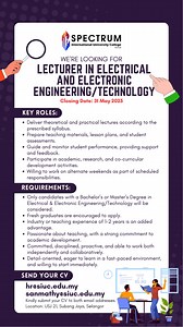 We’re Hiring! We’re excited to announce multiple opportunities for passionate and driven individuals to join our team: Academic Positions: Lecturer in Electrical & Electronic Engineering / Technology Lecturer in Hospitality Management Non-Academic Internship Opportunities: Digital Marketing and Communication Intern Creative Designer Intern Learning Designer Intern Closing Date: 31 May 2025 If you’re enthusiastic about education, creativity, and making a meaningful impact, we’d love to hear from 