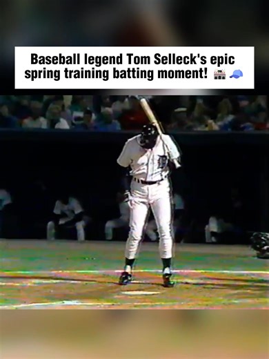 Tom Selleck at bat on April 3, 1991, during Spring Training for the Detroit Tigers against the Cincinnati Reds. #Tiger #baseball #MLB #detroit #throwback | MLB Throwbacks