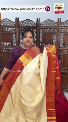 White & Mustard Yellow – Saree Code: 1971White & Deep Red – Saree Code: 1929 | www.prahlasilks.com⁠