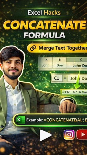 Learn how to combine text in seconds using CONCATENATE 🔗#concatenate #excel #formulas #learnexcel